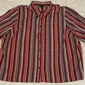 Maggie Barnes Striped Glitter Button Front Blouse Top Plus 4X 30 32 3/4 Sleeve